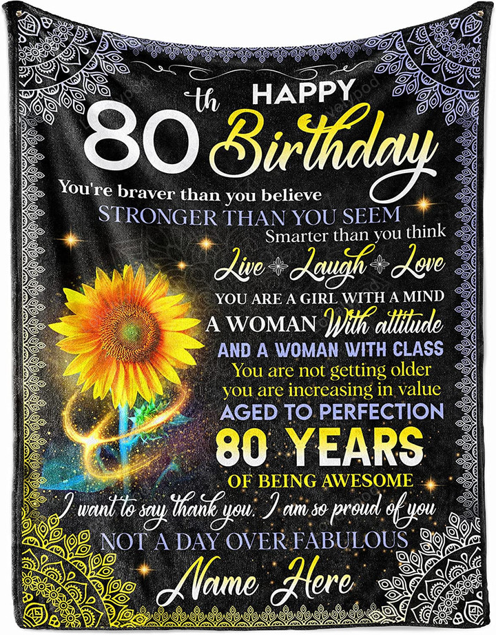 80th Birthday Blanket, Vintage 80 Years Old 1942 Bday Decorations, You are Braver Than You Believe Blanket