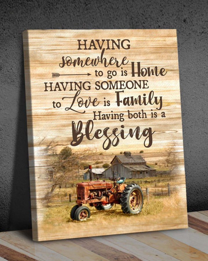 Top 5 Farming Wall Art Canvas - Home Family Blessing Red Tractor Version