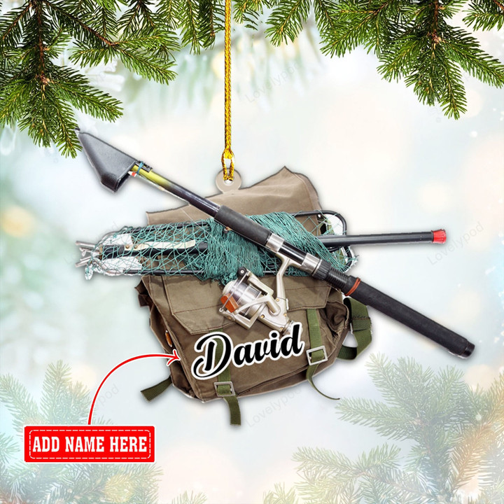 Personalized Fishing Bag Christmas Ornaments, Tool Fishing Ornament, Gift for Fishing Lover