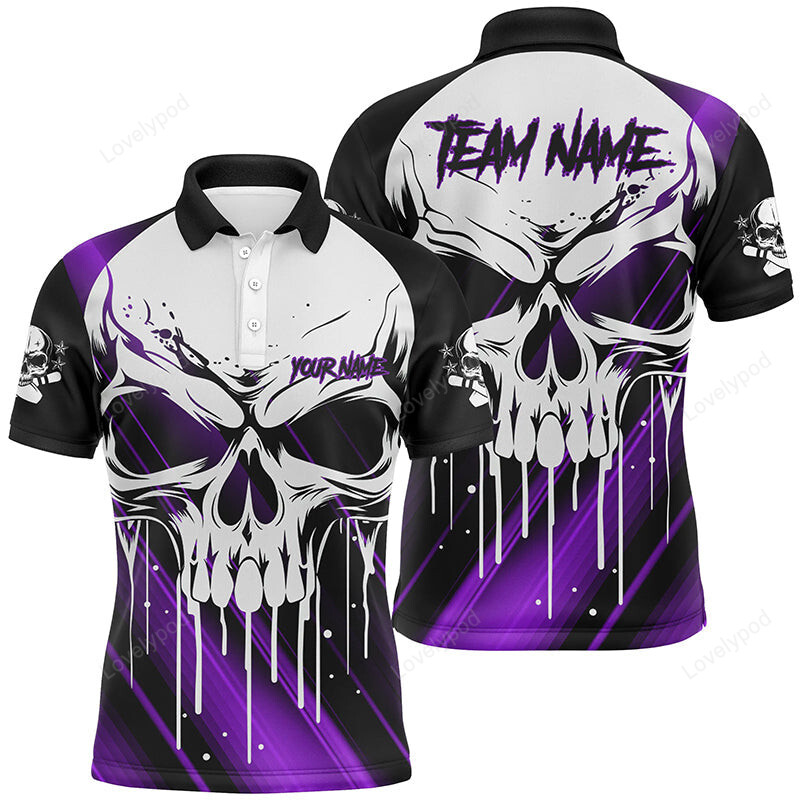 thumbnail image 2 of Custom Skull Camouflage Bowling Jersey | Teewindy | Men's All-Over Print | S To 5XL 2 of 6