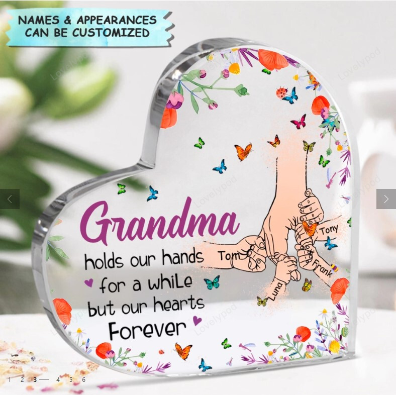Personalized Heart-Shaped Acrylic Plaque - Gift For Mom & Grandma- Gra ...