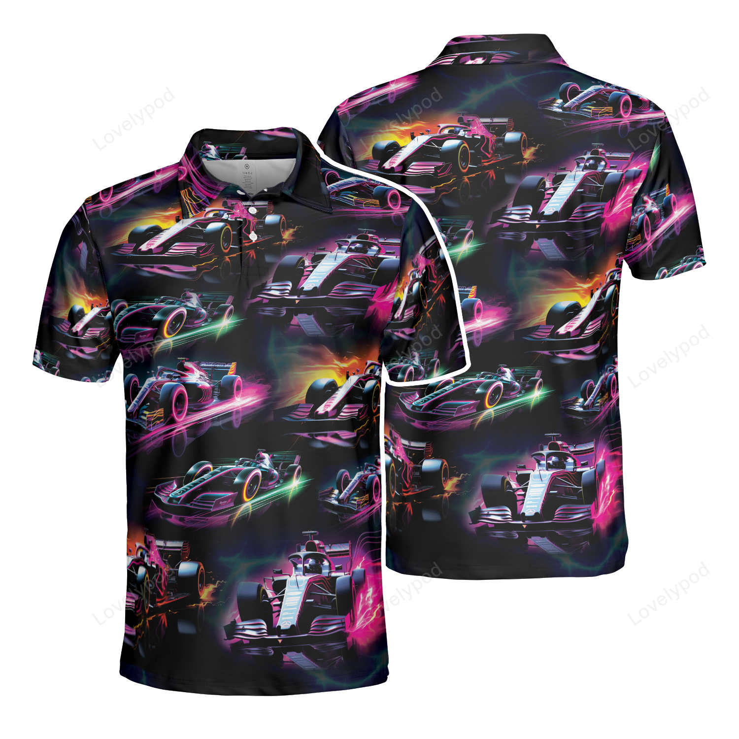 Neon F1 Car Racing Polo Shirt For Men - Lovelypod