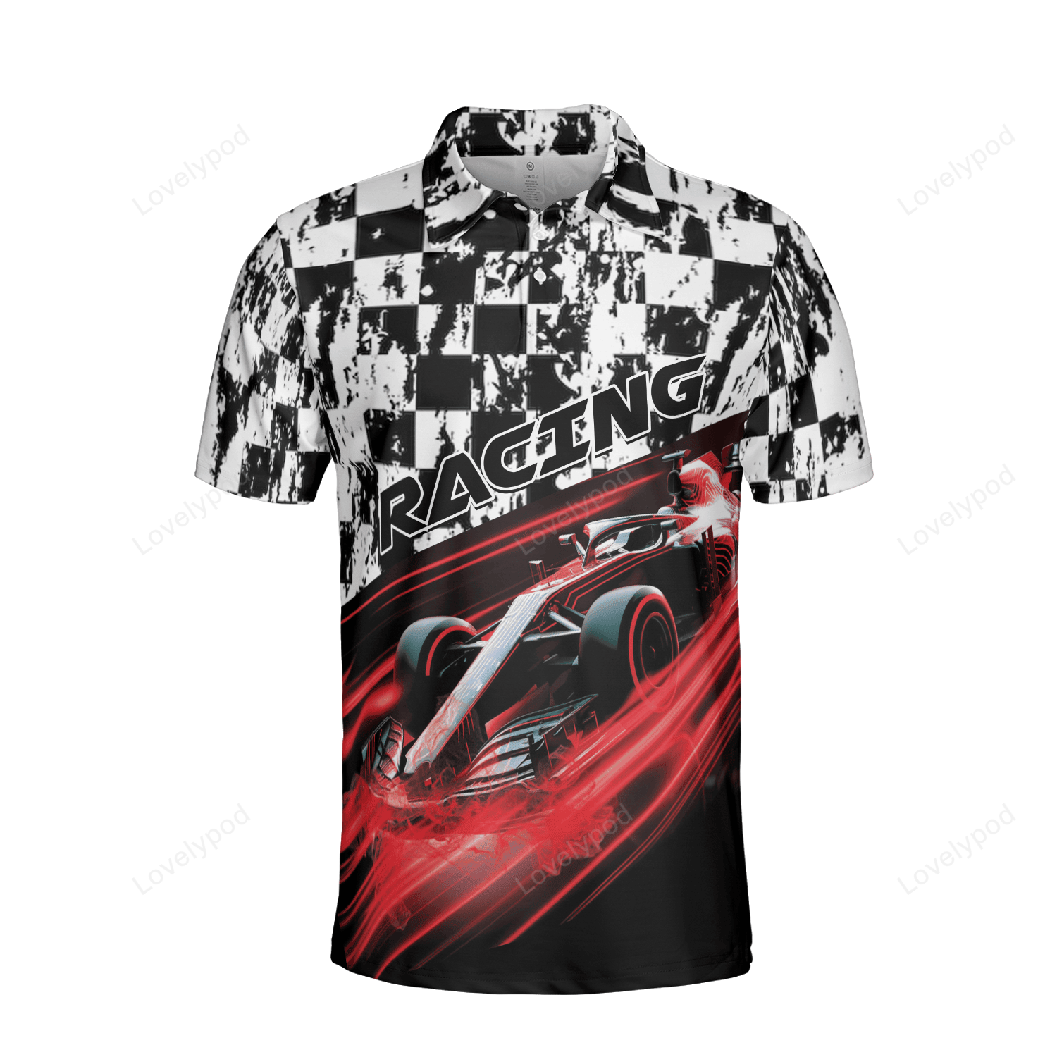 Racing Flag F1 Car Racing Polo Shirt For Men - Lovelypod