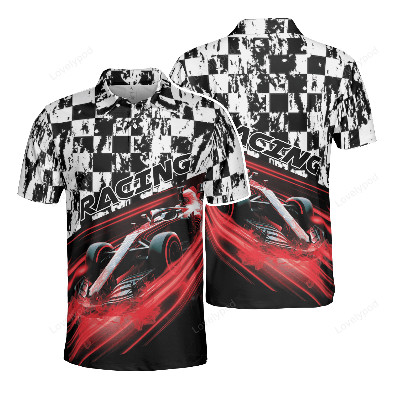 Racing Flag F1 Car Racing Polo Shirt For Men - Lovelypod