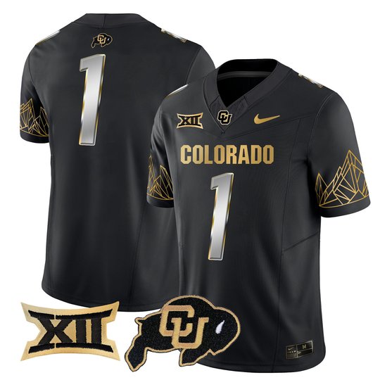 Men's Colorado Buffaloes Big 12 XII Patch Gold Vapor Limited Jersey - All Stitched