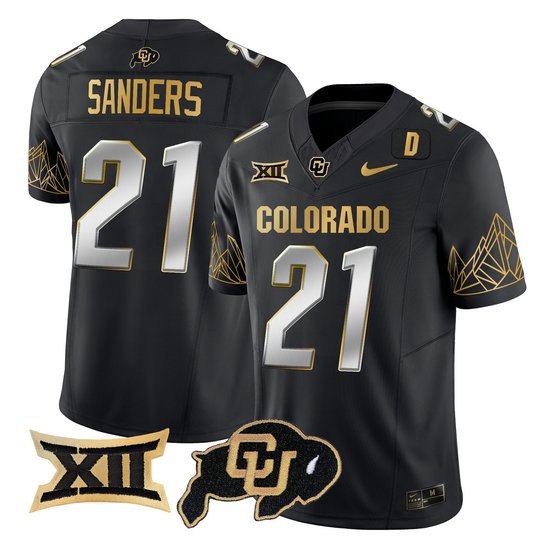 Men's Colorado Buffaloes Big 12 XII Patch Gold Vapor Limited Jersey - All Stitched