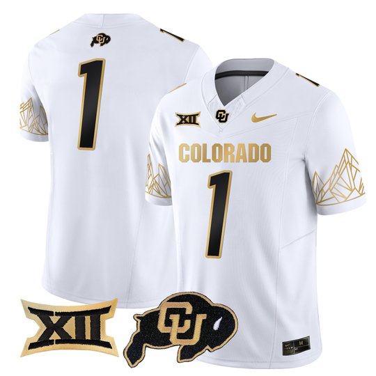 Men's Colorado Buffaloes Big 12 XII Patch Gold Vapor Limited Jersey - All Stitched