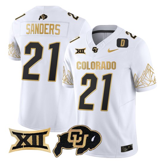 Men's Colorado Buffaloes Big 12 XII Patch Gold Vapor Limited Jersey - All Stitched