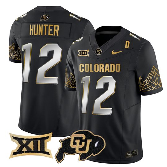 Men's Colorado Buffaloes Big 12 XII Patch Gold Vapor Limited Jersey - All Stitched