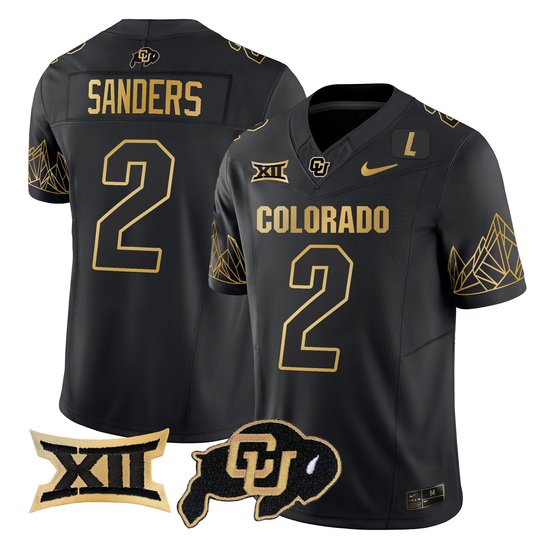 Men's Colorado Buffaloes Big 12 XII Patch Gold Vapor Limited Jersey - All Stitched