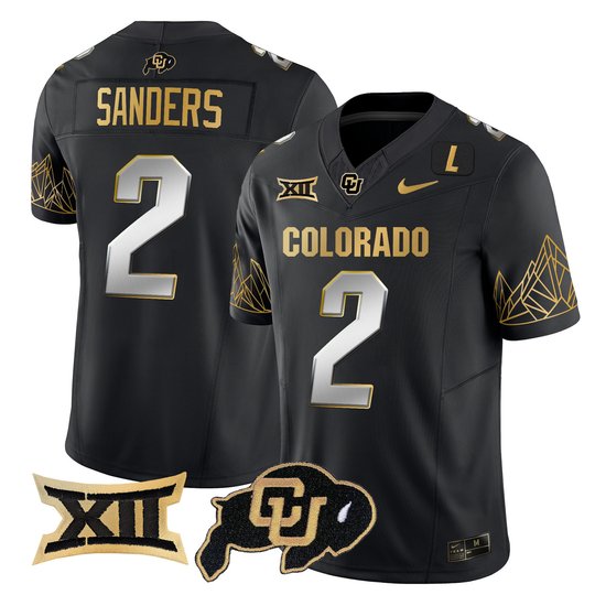 Men's Colorado Buffaloes Big 12 XII Patch Gold Vapor Limited Jersey - All Stitched