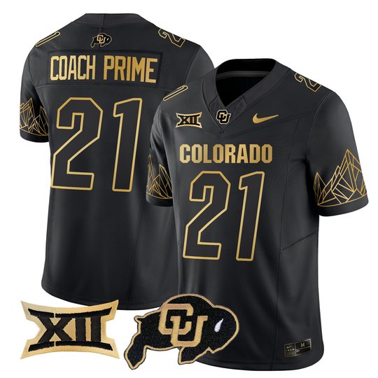 Men's Colorado Buffaloes Big 12 XII Patch Gold Vapor Limited Jersey - All Stitched