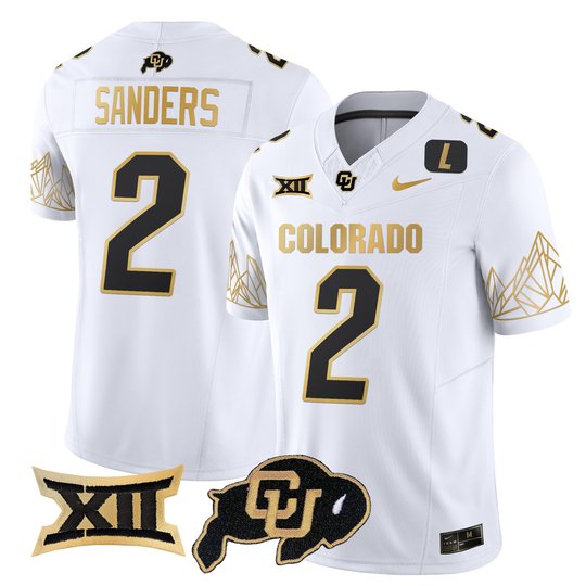 Men's Colorado Buffaloes Big 12 XII Patch Gold Vapor Limited Jersey - All Stitched
