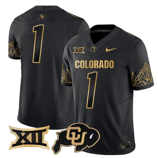 Men's Colorado Buffaloes Big 12 XII Patch Gold Vapor Limited Jersey - All Stitched