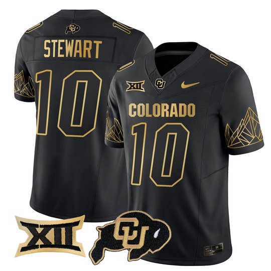 Men's Colorado Buffaloes Big 12 XII Patch Gold Vapor Limited Jersey - All Stitched