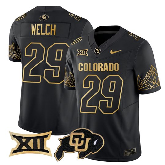 Men's Colorado Buffaloes Big 12 XII Patch Gold Vapor Limited Jersey - All Stitched