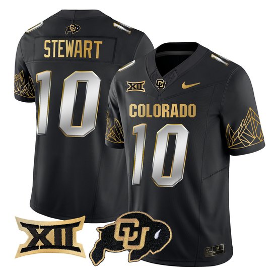 Men's Colorado Buffaloes Big 12 XII Patch Gold Vapor Limited Jersey - All Stitched