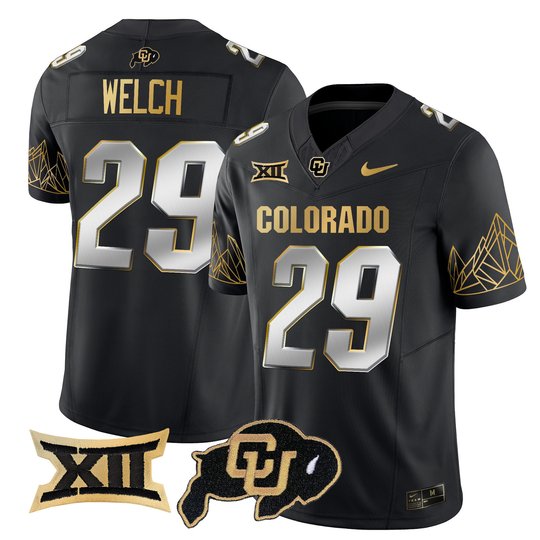 Men's Colorado Buffaloes Big 12 XII Patch Gold Vapor Limited Jersey - All Stitched