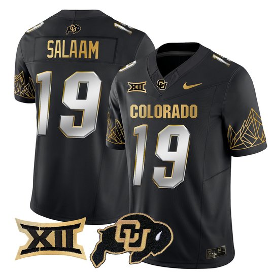 Men's Colorado Buffaloes Big 12 XII Patch Gold Vapor Limited Jersey - All Stitched