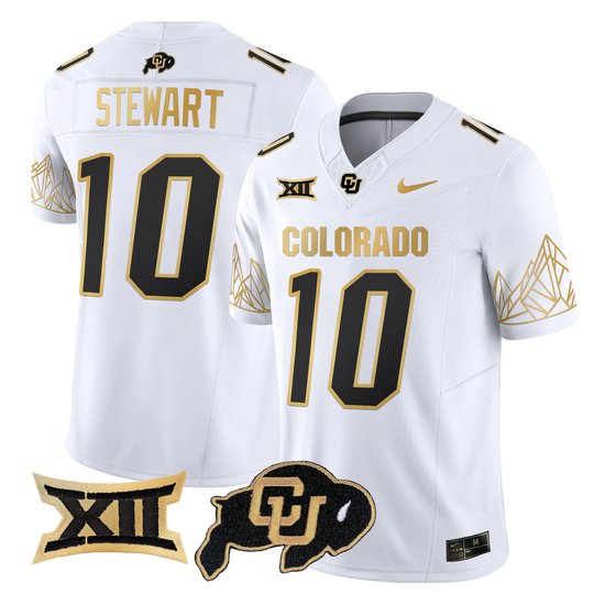 Men's Colorado Buffaloes Big 12 XII Patch Gold Vapor Limited Jersey - All Stitched