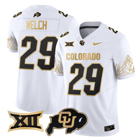 Men's Colorado Buffaloes Big 12 XII Patch Gold Vapor Limited Jersey - All Stitched