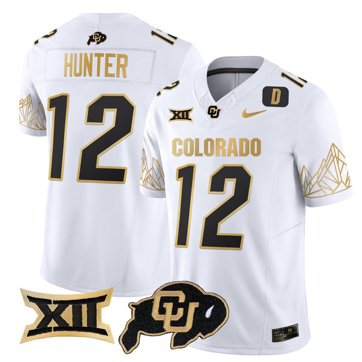 Men's Colorado Buffaloes Big 12 XII Patch Gold Vapor Limited Jersey - All Stitched