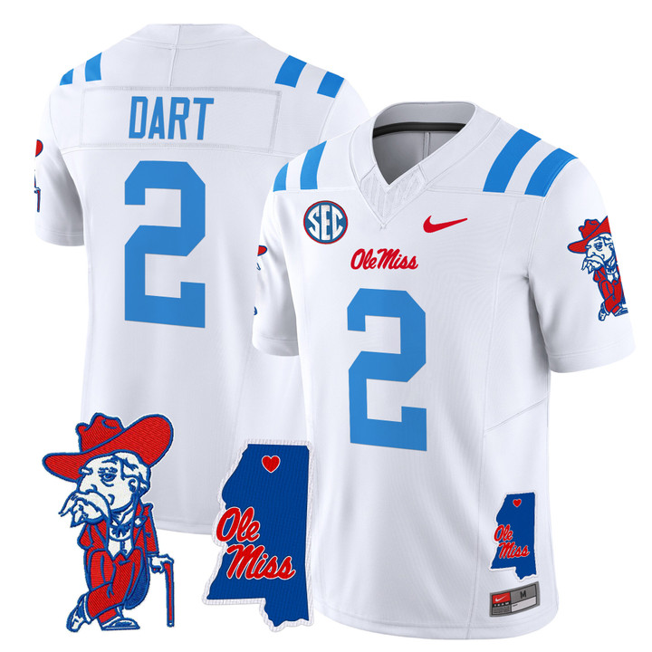 Men's Ole Miss Rebels 2024 Mississippi Map Patch Vapor Limited Jersey - All Stitched