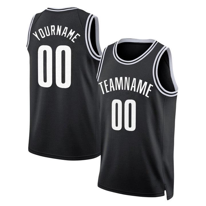 Black White Throwback Custom Basketball Jersey