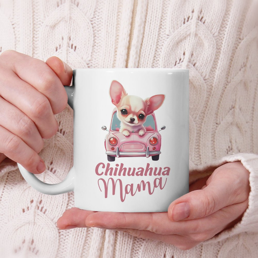 Chihuahua Mama Geschenk Kosmetiktasche, Mittelgroß, Mit 3D-Druck, Segeltuch, Ca. 24x16.5 Cm, Für Make-up & Accessoires