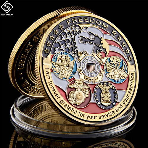 USA Navy USAF USMC Army Gold Coin