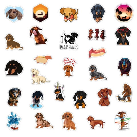 Dachshund Dog Cartoon Sticker Decals: Cute and Waterproof for Kids