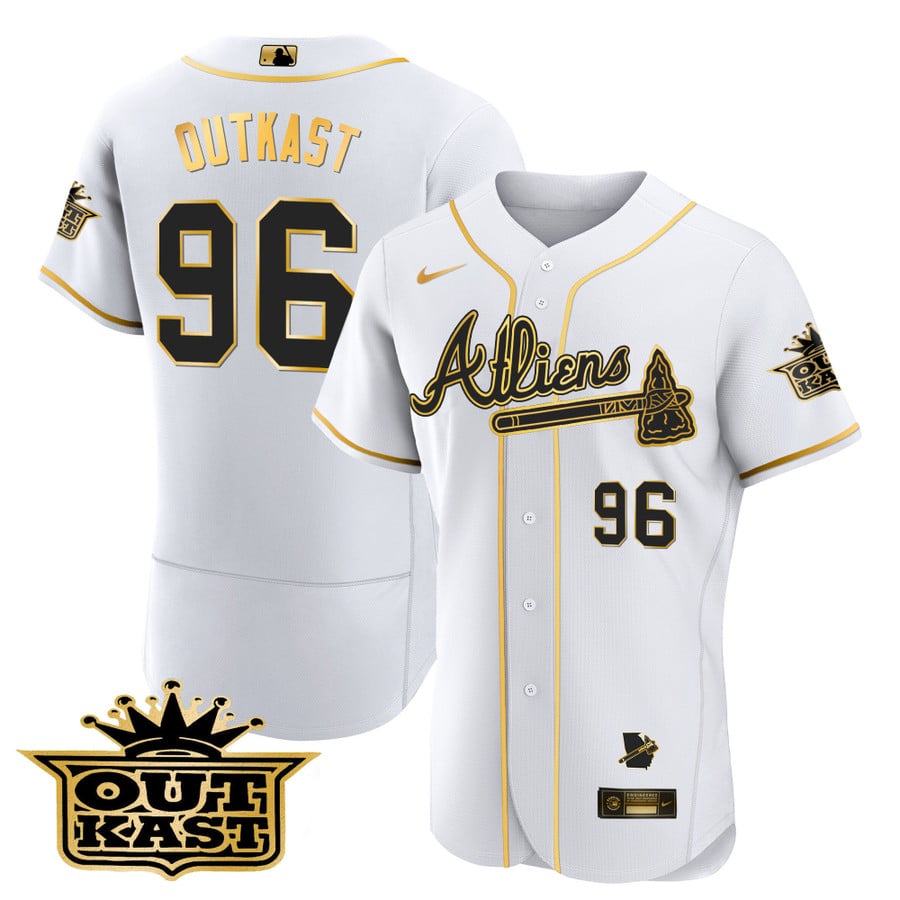 Atlanta Braves Custom Name Number Baseball Jersey Golden Flex Base