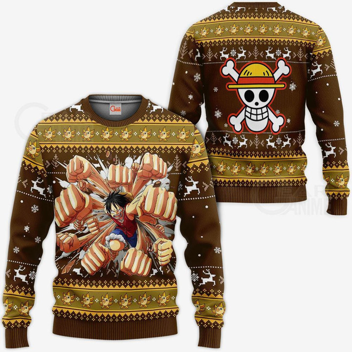 Luffy Gomu Gomu Ugly Sweater Xmas Christmas Gift VA10 - 1 - GearAnime