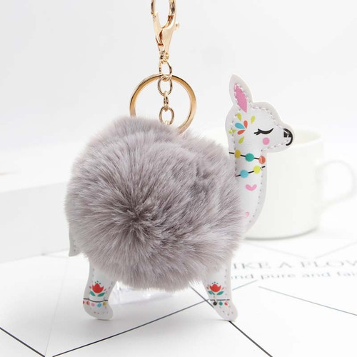 Fluffy Cute Leather Alpaca Keychain