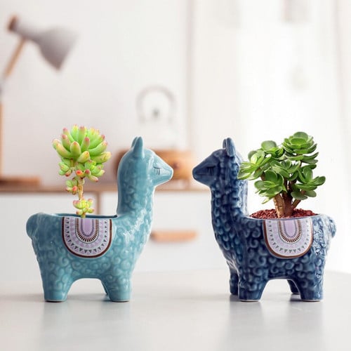 Cute Ceramic Succulent Alpaca Pots
