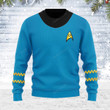 The Original Series Spock Blue Uniform Themed Costume Christmas Wool Sweater
