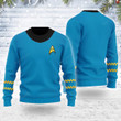 The Original Series Spock Blue Uniform Themed Costume Christmas Wool Sweater