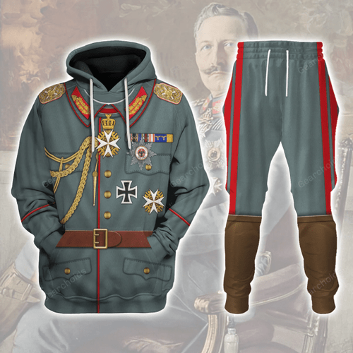 Gearchoids Kaiser Wilhelm II Uniform German Emperor Costume Hoodie Sweatshirt T-Shirt Tracksuit