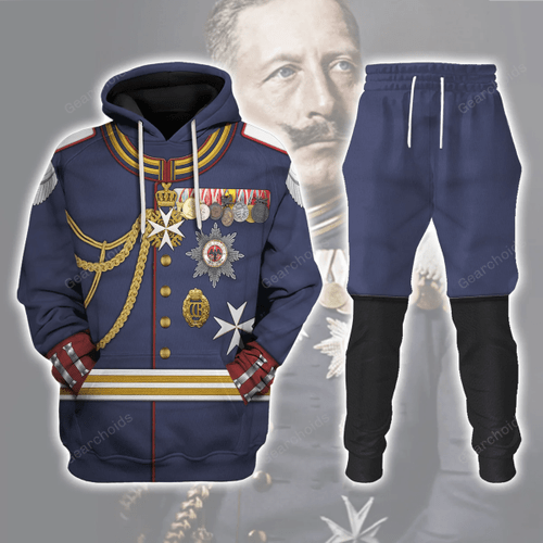 Gearchoids Kaiser Wilhelm II Military Uniform German Emperor Costume Hoodie Sweatshirt T-Shirt Tracksuit