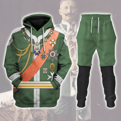 Gearchoids Kaiser Wilhelm II Uniform Dreifarbendruck Costume Hoodie Sweatshirt T-Shirt Tracksuit