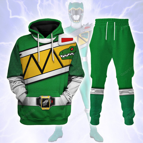 Green Power Rangers Dino Charge Hoodies Sweatshirt T-shirt Hawaiian Tracksuit