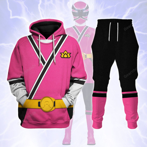 Gearchoids Pink Power Rangers Samurai Hoodies Sweatshirt T-shirt Hawaiian Tracksuit