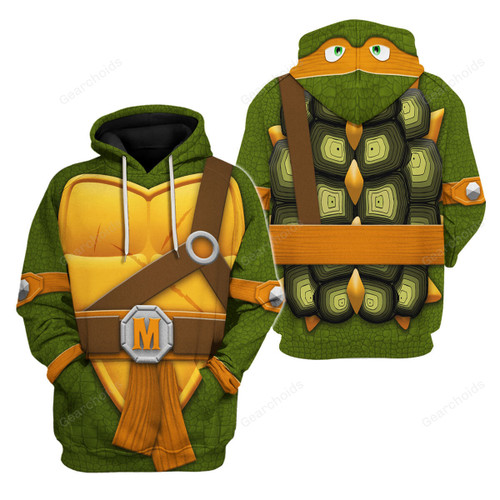 Gearhomie Michelangelo TMNT Costume Hoodie Sweatshirt T-Shirt Sweatpants