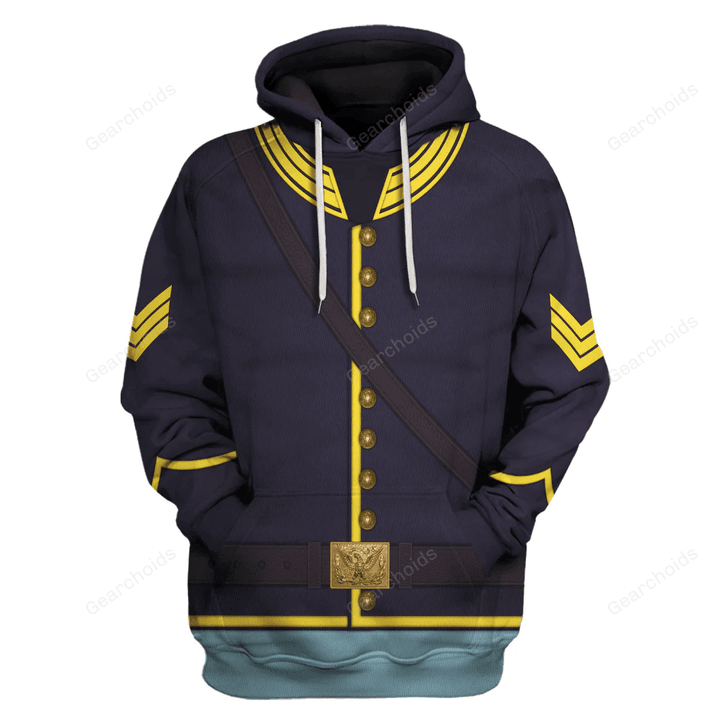 Gearchoids American Union Army- Cavalry Sergeant Uniform All Over Print Hoodie Sweatshirt T-Shirt Tracksuit
