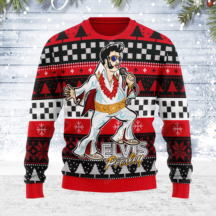 Gearchoids Elvis Fatley Meme Christmas Ugly Sweater