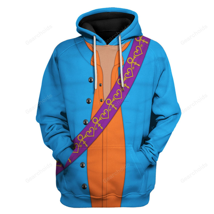 Gearchoids.com Prince Suit Turquoise and Orange All-Over Print Unisex Pullover Hoodie, Sweatshirt, T-Shirt, and Swatpants