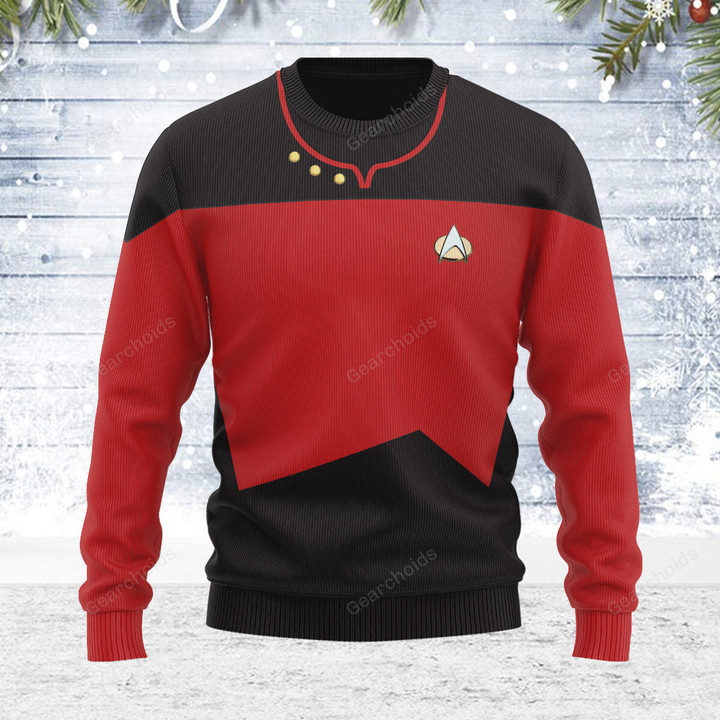 The Next Generation Red Uniform Themed Costume Christmas Wool Sweater