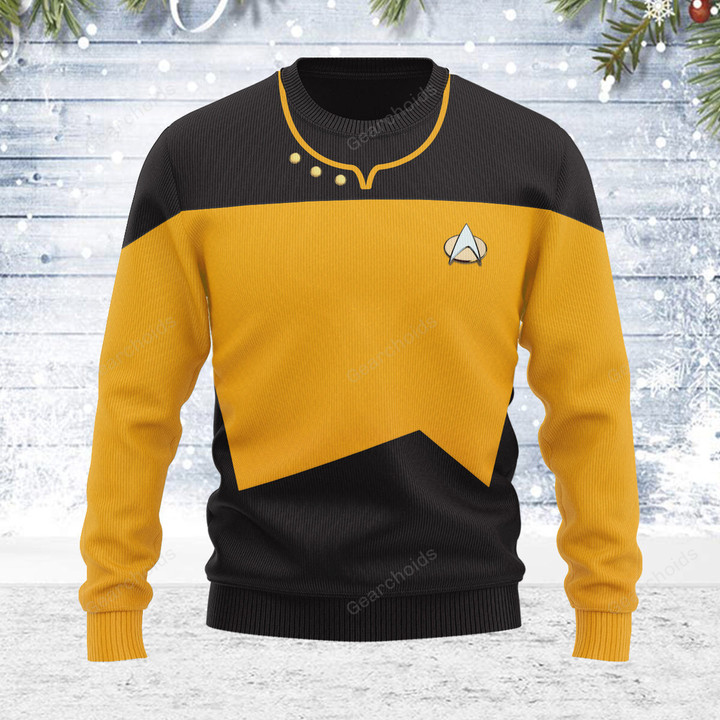 The Next Generation Yellow Uniform Themed Costume Christmas Wool Sweater