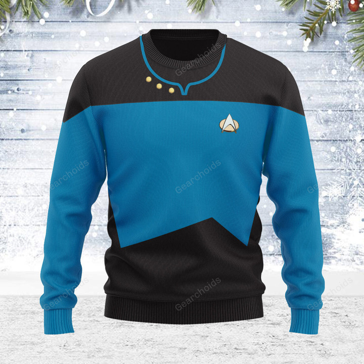 The Next Generation Blue Uniform Themed Costume Christmas Wool Sweater