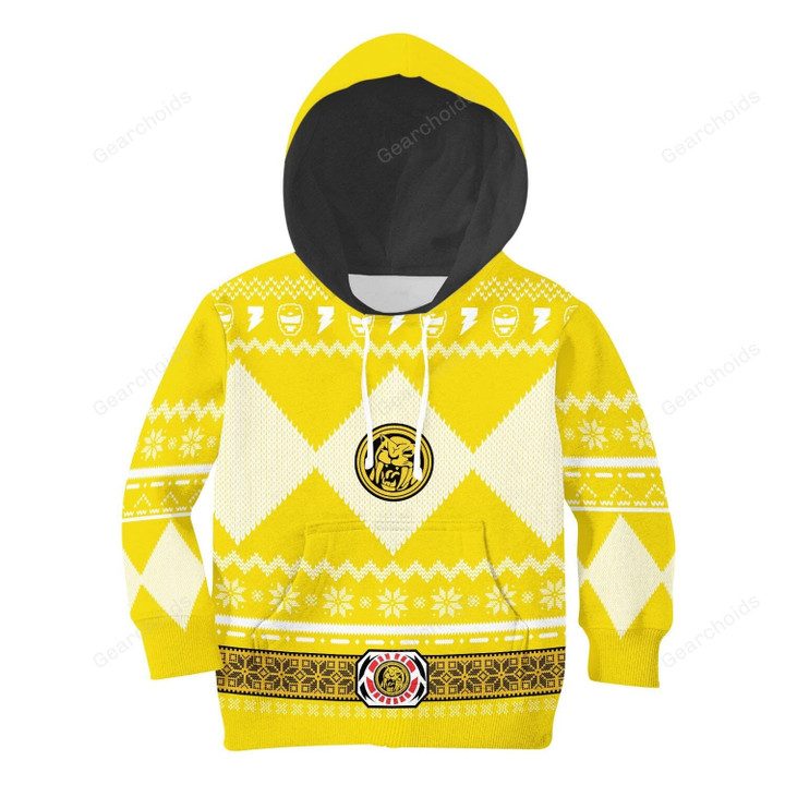 Gearchoids Unisex Kid Tops Pullover Sweatshirt Yellow Power Ranger 3D Apparel